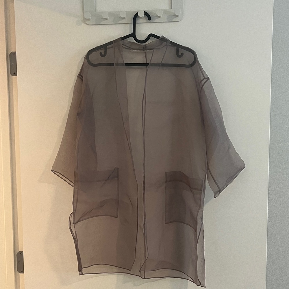 Eileen Fisher Sheer Purple Kimono-Style Cardigan